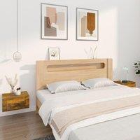 Berkfield Home Wall-mounted Bedside Cabinets 2 pcs Smoked Oak 50x36x25 cm in Brown | Size: 50 x 36 x 25 cm
