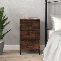Berkfield Home Bedside Cabinet Smoked Oak 40x35x70 cm Engineered Wood in Brown | Size: 40 x 35 x 70 cm