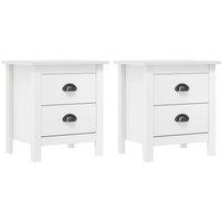 Berkfield Home Bedside Cabinet Hill 2 pcs White 46x35x49.5 cm Solid Pine Wood