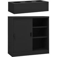 Berkfield Home Sliding Door Cabinet with Planter Box Anthracite Steel in Black