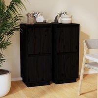 Berkfield Home Sideboards 2 pcs Black 31.5x34x75 cm Solid Wood Pine
