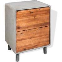 Nightstand Concrete Solid Acacia Wood 40x30x50 cm