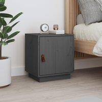 Berkfield Home Bedside Cabinet Grey 40x34x45 cm Solid Wood Pine | Size: 40 x 34 x 45 cm
