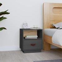 Berkfield Home Bedside Cabinet Grey 40x34x45 cm Solid Wood Pine | Size: 40 x 34 x 45 cm