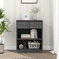 Berkfield Home Console Cabinet Grey 60x34x75 cm Solid Wood Pine | Size: 60 x 34 x 75 cm
