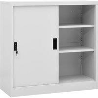 Berkfield Home Office Cabinet with Sliding Door Light Grey 90x40x90 cm Steel | Size: 90 x 40 x 90 cm