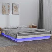 Berkfield Home LED Bed Frame White 120x200 cm Solid Wood | Size: Small Double
