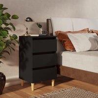 Berkfield Home Bed Cabinet with Solid Wood Legs Black 40x35x69 cm | Size: 40 x 35 x 69 cm