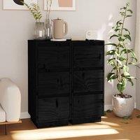 Berkfield Home Sideboards 2 pcs Black 32x34x75 cm Solid Wood Pine | Size: 32 x 34 x 75 cm