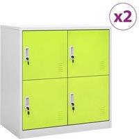 Berkfield Home Locker Cabinets 2 pcs Light Grey & Green 90x45x92.5 cm Steel