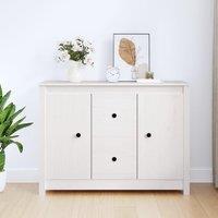 Berkfield Home Sideboard White 100x35x74 cm Solid Wood Pine | Size: 100 x 35 x 74 cm