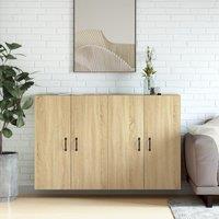 Berkfield Home Wall Mounted Cabinets 2 pcs Sonoma Oak Engineered Wood in Brown