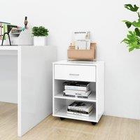 Berkfield Home Rolling Cabinet High Gloss White 46x36x59 cm Engineered Wood | Size: 46 x 36 x 59 cm