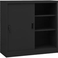 Berkfield Home Office Cabinet with Sliding Door Anthracite 90x40x90 cm Steel in Black | Size: 90 x 40 x 90 cm
