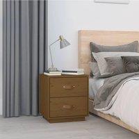 Berkfield Home Bedside Cabinet Honey Brown 40x34x45 cm Solid Wood Pine | Size: 40 x 34 x 45 cm