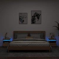 Berkfield Home Bedside Cabinets with LED Lights 2 pcs Sonoma Oak 40x39x48.5 cm in Brown