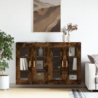 Berkfield Home Wall Mounted Cabinets 2 pcs Smoked Oak Engineered Wood in Brown