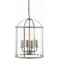 Netlighting Lambeth 4 Light Ceiling Pendant Clear Glass Satin Nickel E14