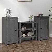 Berkfield Home Sideboards 2 pcs Grey 40x35x80 cm Solid Wood Pine | Size: 40 x 35 x 80 cm