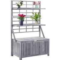 Berkfield Home Storage Box with Trellis Grey 99x55x160 cm Solid Acacia Wood | Size: 99 x 55 x 160 cm