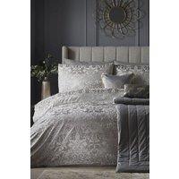 Laurence Llewelyn-Bowen 'Firenza' Damask Velvet Duvet Cover Set in Silver | Size: Super King