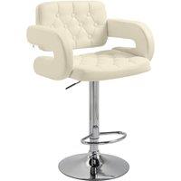 HOMCOM Bar Stool Kitchen Breakfast Barstool Seat Chrome Metal Base Dining Room in White