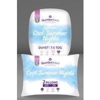 Slumberdown Cool Summer Nights 7.5 Tog Summer Duvet with 2 Firm Support Pillows in White | Size: Super King