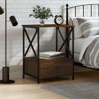 Berkfield Home Bedside Table Brown Oak 50x41x65 cm Engineered Wood | Size: 50 x 41 x 65 cm