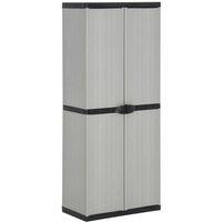 Berkfield Home Garden Storage Cabinet with 3 Shelves Grey&Black 68x40x168 cm in Grey | Size: 68 x 40 x 168 cm