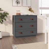 Berkfield Home Sideboard Grey 80x40x75 cm Solid Wood Pine | Size: 80 x 40 x 75 cm