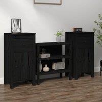 Berkfield Home Sideboards 2 pcs Black 40x35x80 cm Solid Wood Pine | Size: 40 x 35 x 80 cm