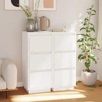 Berkfield Home Sideboards 2 pcs White 32x34x75 cm Solid Wood Pine | Size: 32 x 34 x 75 cm