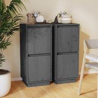 Berkfield Home Sideboards 2 pcs Grey 31.5x34x75 cm Solid Wood Pine