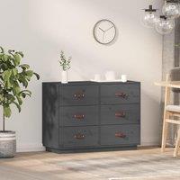 Berkfield Home Sideboard Grey 100x40x75 cm Solid Wood Pine | Size: 100 x 40 x 75 cm