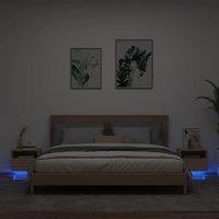 Berkfield Home Bedside Cabinets with LED Lights 2 pcs Sonoma Oak 40x39x37 cm in Brown | Size: 40 x 39 x 37 cm