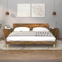 Berkfield Home Bedside Cabinets 2 pcs Smoked Oak Engineered Wood in Brown