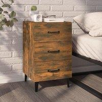 Berkfield Home Bedside Cabinet Smoked Oak 40x40x66 cm Engineered Wood in Brown | Size: 40 x 40 x 66 cm