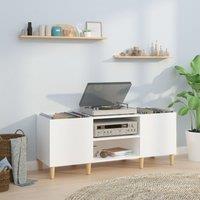 Berkfield Home Record Cabinet High Gloss White 121x38x48 cm Engineered Wood | Size: 121 x 38 x 48 cm
