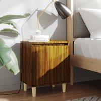 Berkfield Home Bed Cabinets with Solid Wood Legs 2 pcs Brown Oak 40x30x50 cm | Size: 40 x 30 x 50 cm