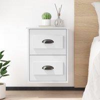 Berkfield Home Wall-mounted Bedside Cabinet White 41.5x36x53cm | Size: 41.5x36x53 cm
