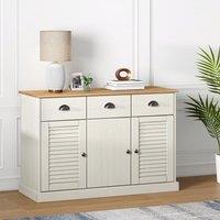 Berkfield Home Sideboard with Drawers VIGO 113x40x75 cm White Solid Wood Pine | Size: 113 x 40 x 75 cm