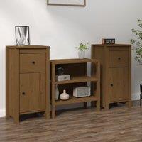 Berkfield Home Sideboards 2 pcs Honey Brown 40x35x80 cm Solid Wood Pine | Size: 40 x 35 x 80 cm