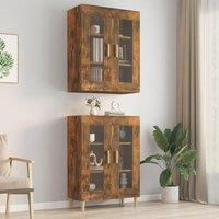 Berkfield Home Hanging Wall Cabinet Smoked Oak 69.5x34x90 cm in Brown