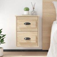 Berkfield Home Wall-mounted Bedside Cabinet Sonoma Oak 41.5x36x53cm in Brown | Size: 41.5x36x53 cm