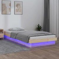 Berkfield Home LED Bed Frame 90x200 cm Solid Wood in Brown