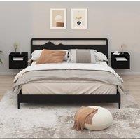 Berkfield Home Wall-mounted Bedside Cabinets 2 pcs Black 50x36x40 cm | Size: 50 x 36 x 40 cm
