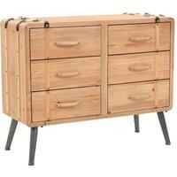 Berkfield Home Drawer Cabinet Solid Fir Wood 91x35x73 cm in Brown | Size: 91 x 35 x 73 cm