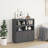 Berkfield Home Highboard Grey 100x40x108.5 cm Solid Wood Pine