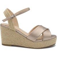 Wide Fit Faux Leather 'Yona' Wedge Espadrille Sandals
