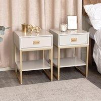 Melody Maison Pair Of One Drawer Bedside Tables - Elle Stone Range in Beige